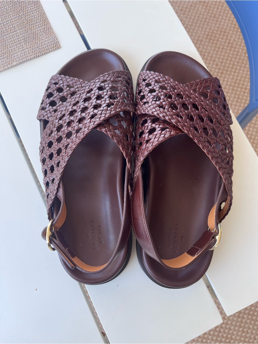 Sézane Low Tilda Sandals in chocolate Brown Woven Leather size 38